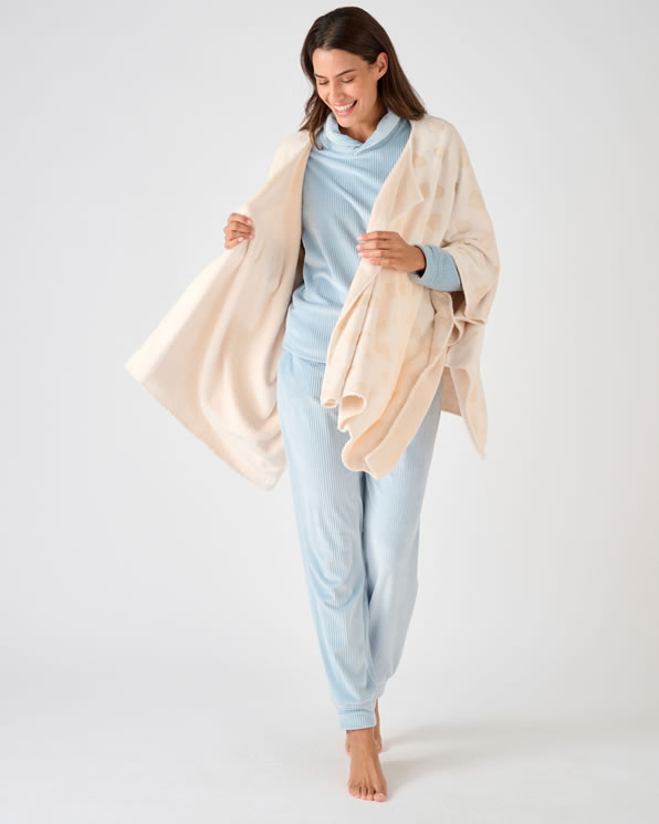 Poncho fleece met Thermolactyl-label