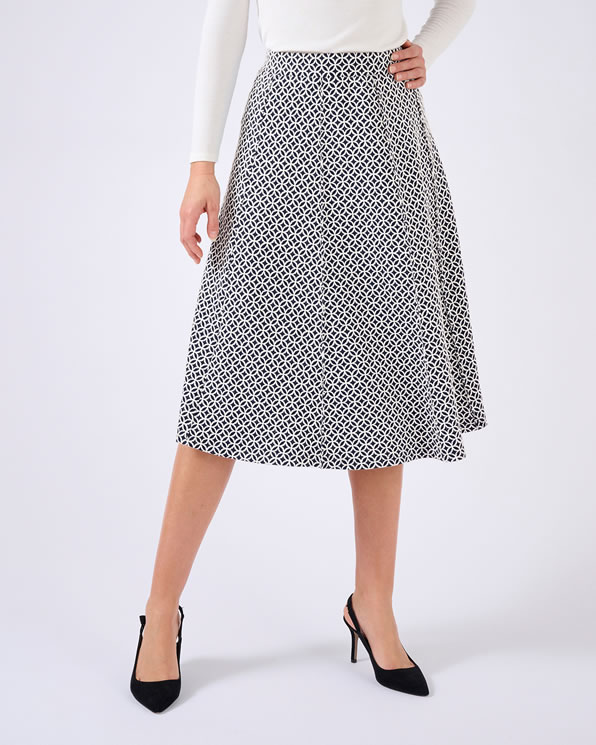 Uitlopende rok in stretch jacquard breisel