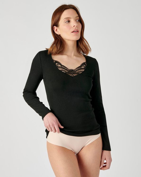 T-shirt manches longues guipure Thermolactyl