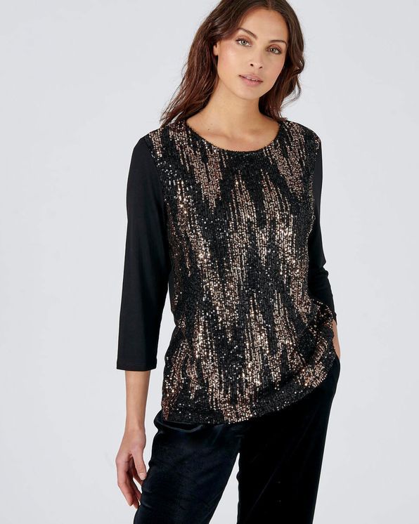 T-shirt met 3/4-mouwen en lovertjes