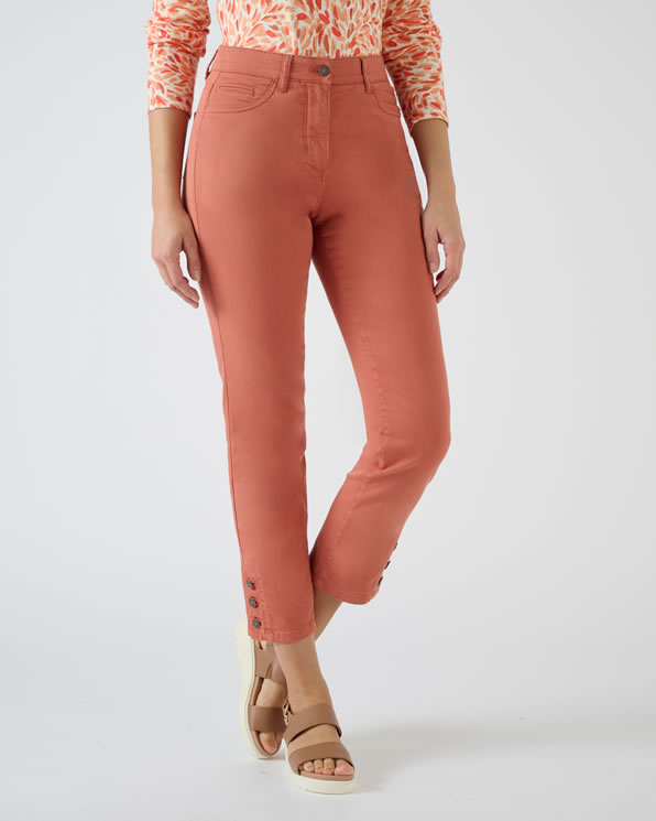7/8-broek in stretchkatoen, model met 5 zakken