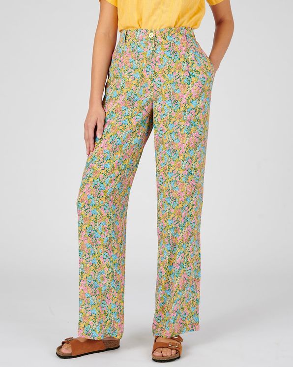Gebloemde broek in soepele crêpe