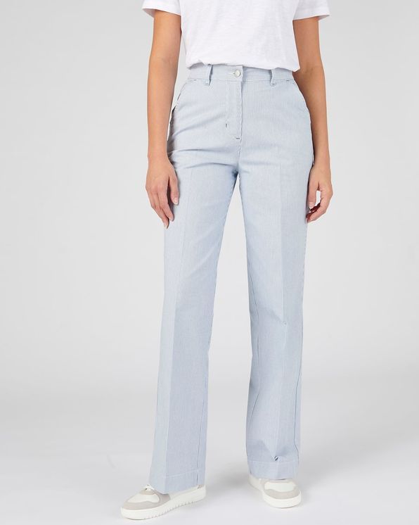 Pantalon large rayé coton mélangé stretch