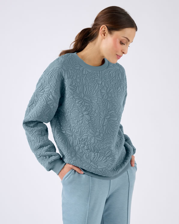 Sweat maille jacquard embossé