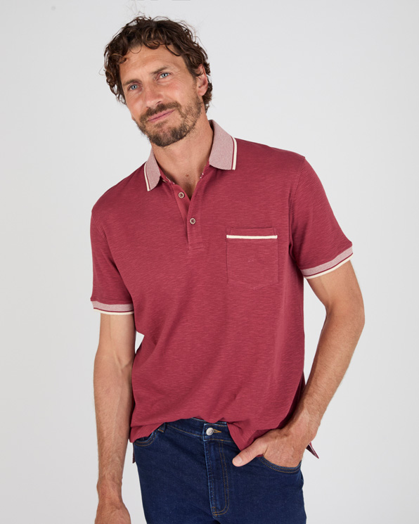 Poloshirt korte mouwen tricot reliëf