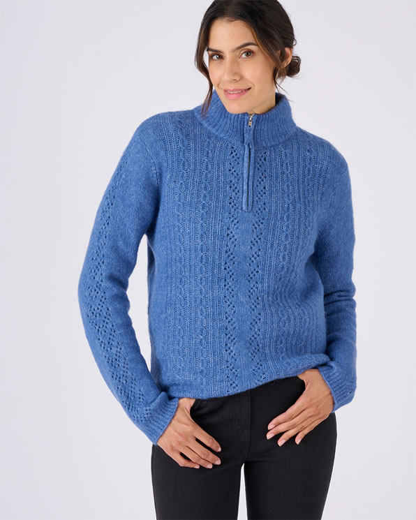 Pull col zippé mélange alpaga