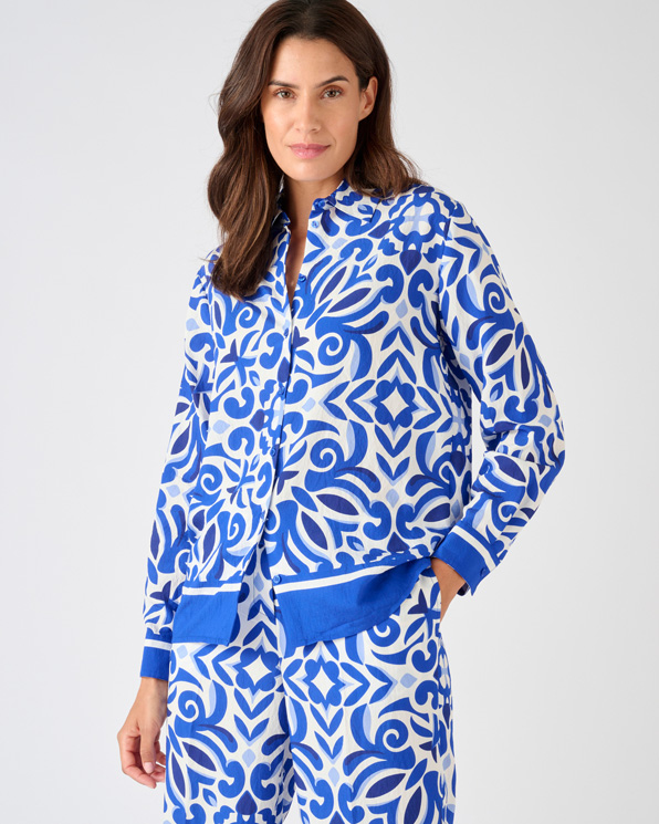 Overhemdblouse reliëf stof zuivere viscose