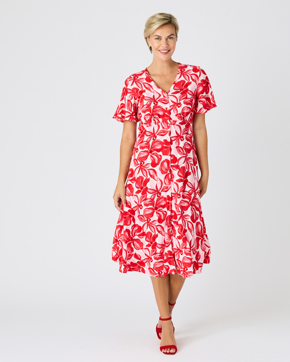 Jurk crêpe stof vlindermouwen