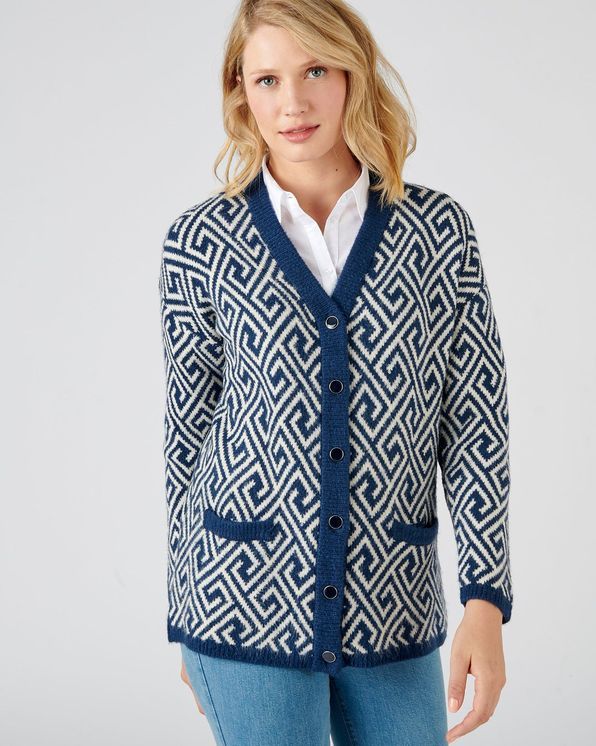 Gilet long jacquard graphique