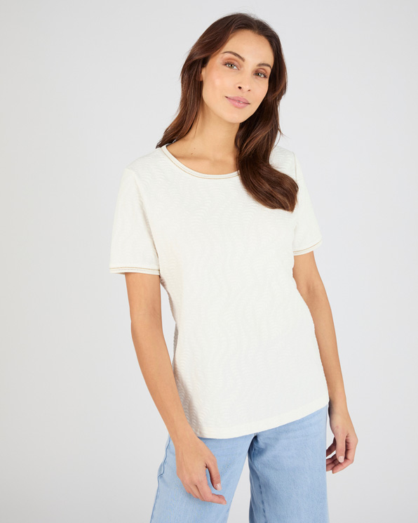 T-shirt jacquard tricot reliëf