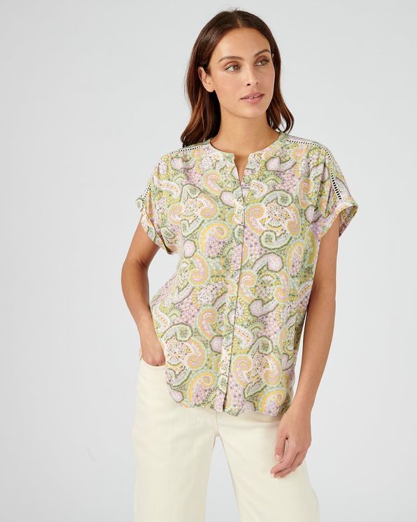 Blouse met kasjmierprint in zuivere viscose, Lenzing™ EcoVero™