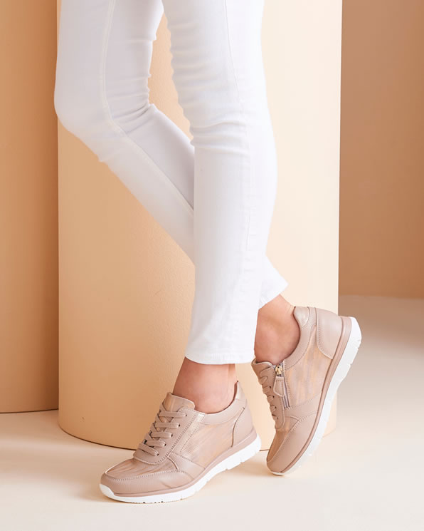 Sneakers dames met sales rits en veters