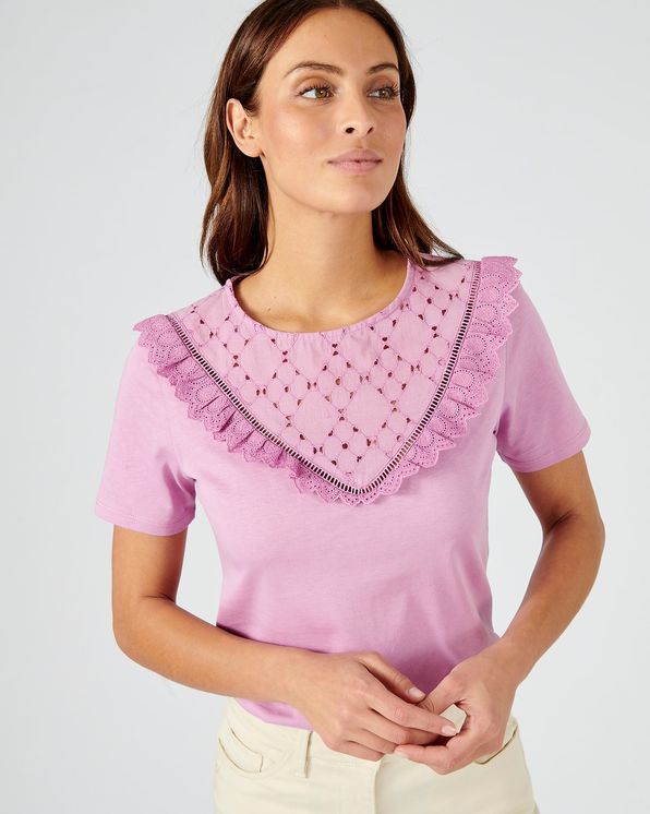 T-shirt pur coton broderie anglaise