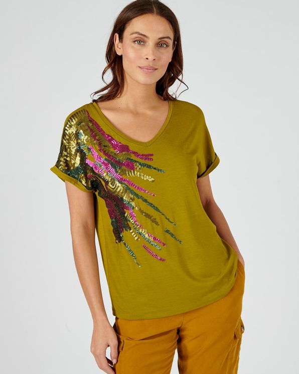 T-shirt in viscose met stretch, Lenzing(TM) EcoVero(TM)