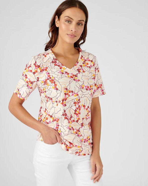 Gebloemd T-shirt in zuiver katoen