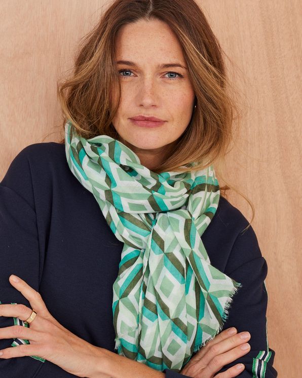 Sjaaltje in voile met geometrische print