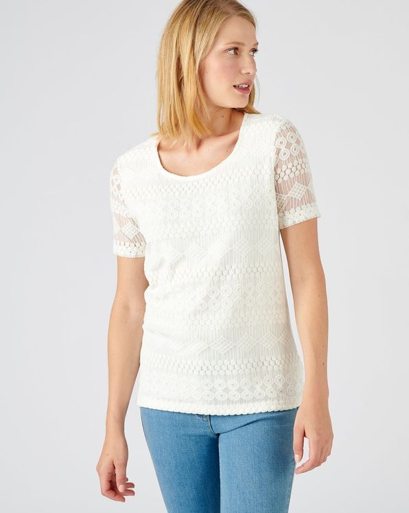 T-shirt in tricot met kant