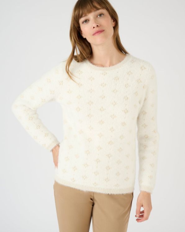 Trui jacquard pluizig breisel