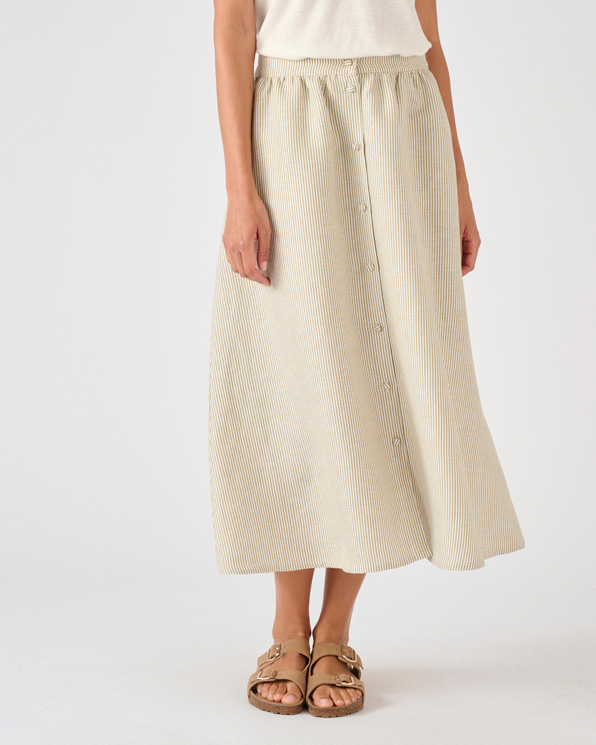 Rok gestreept mix linnen en viscose