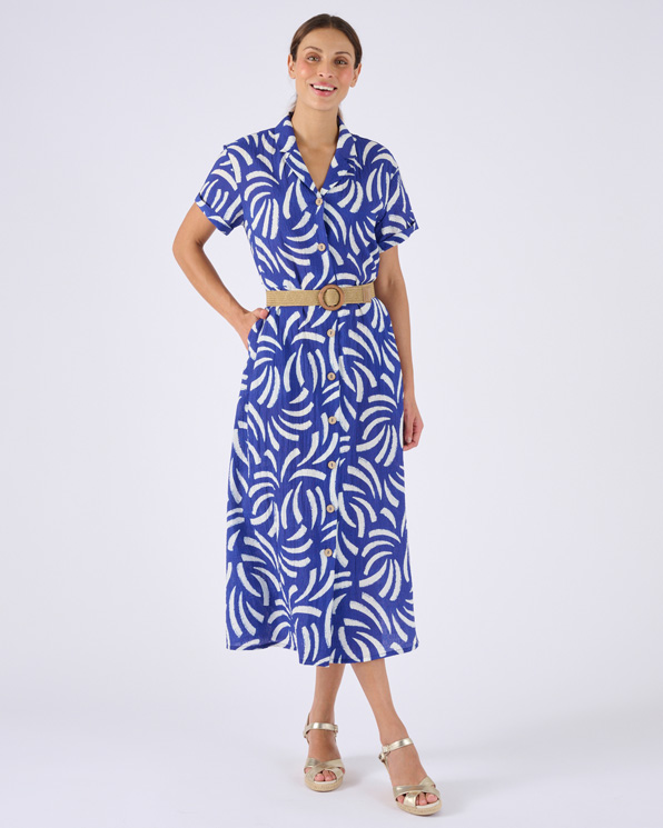 Robe tissu gaufré + ceinture