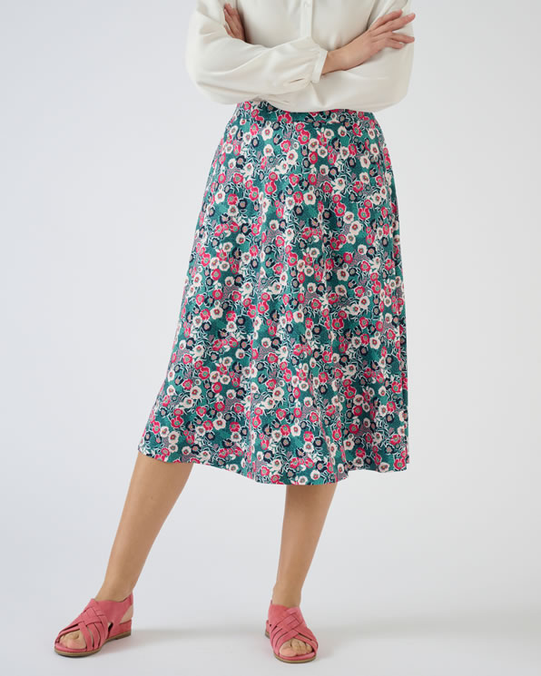 Jupe fleurie maille chaude stretch