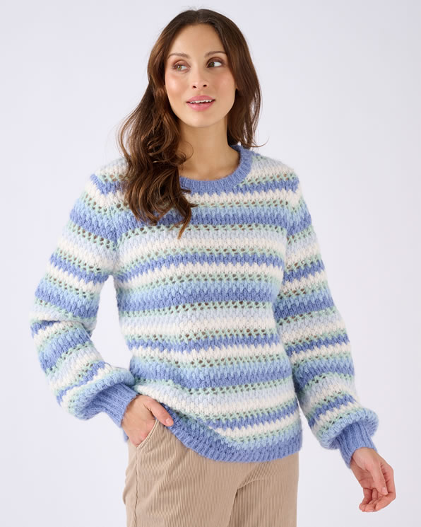 Pull manches ballon rayé