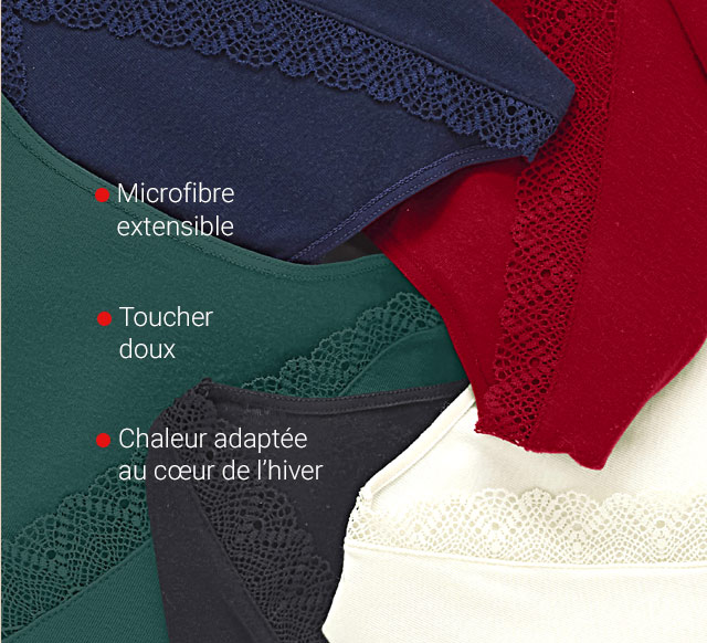 Microfibre extensible - Toucher doux - Chaleur adaptée au cœur de l'hiver