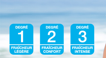Degr&eacute; 1 : Fra&icirc;cheur l&eacute;g&egrave;re - Degr&eacute; 2 : Fra&icirc;cheur confort et Degr&eacute; 3 : Fra&icirc;cheur intense