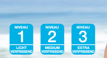 Niveau 1 : Licht verfrissend - Niveau 2 : Medium verfrissend en Niveau 3 : Extra verfrissend